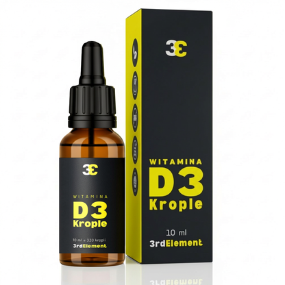 Witamina D3 w kroplach – 10 ml / 320 kropli – wegańska formuła, wspiera odporność, zdrowe kości i mięśnie