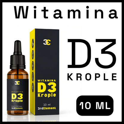 Witamina D3 w kroplach – 10 ml / 320 kropli – wegańska formuła, wspiera odporność, zdrowe kości i mięśnie