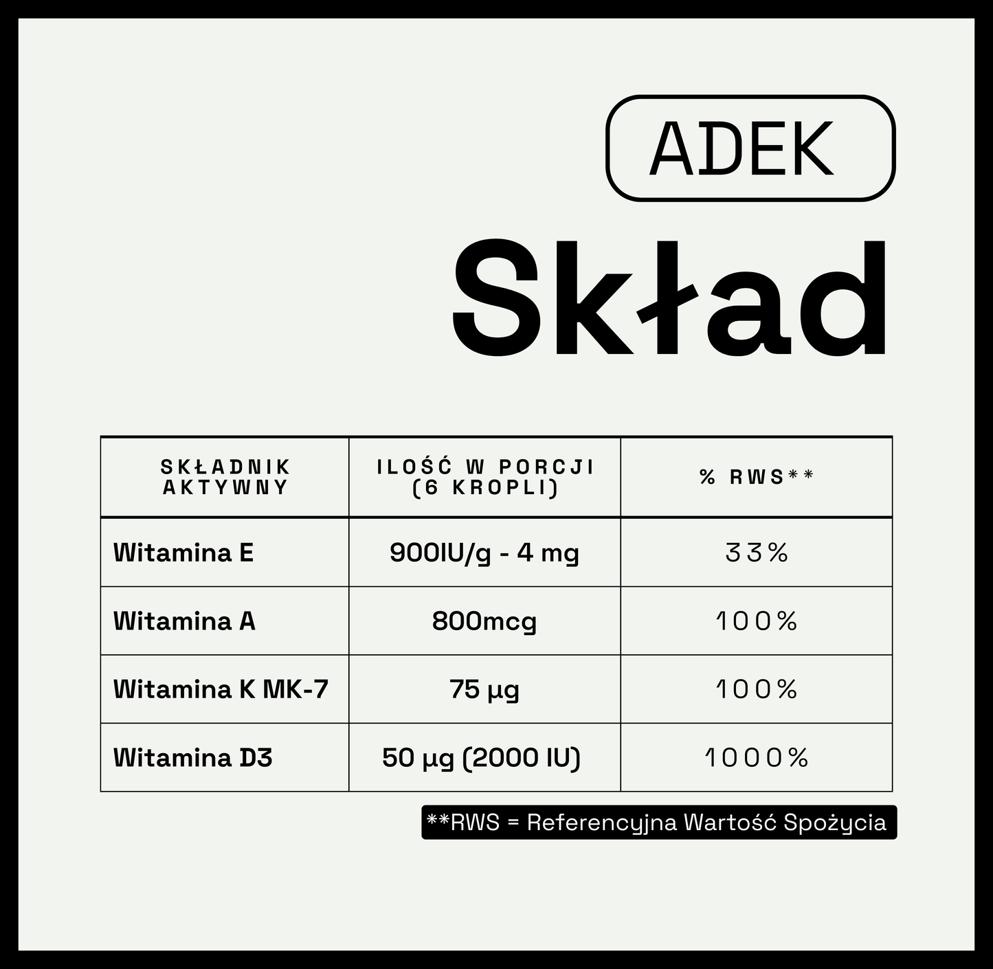 ADEK Krople 10 ml – kompleks witamin A, D, E i K