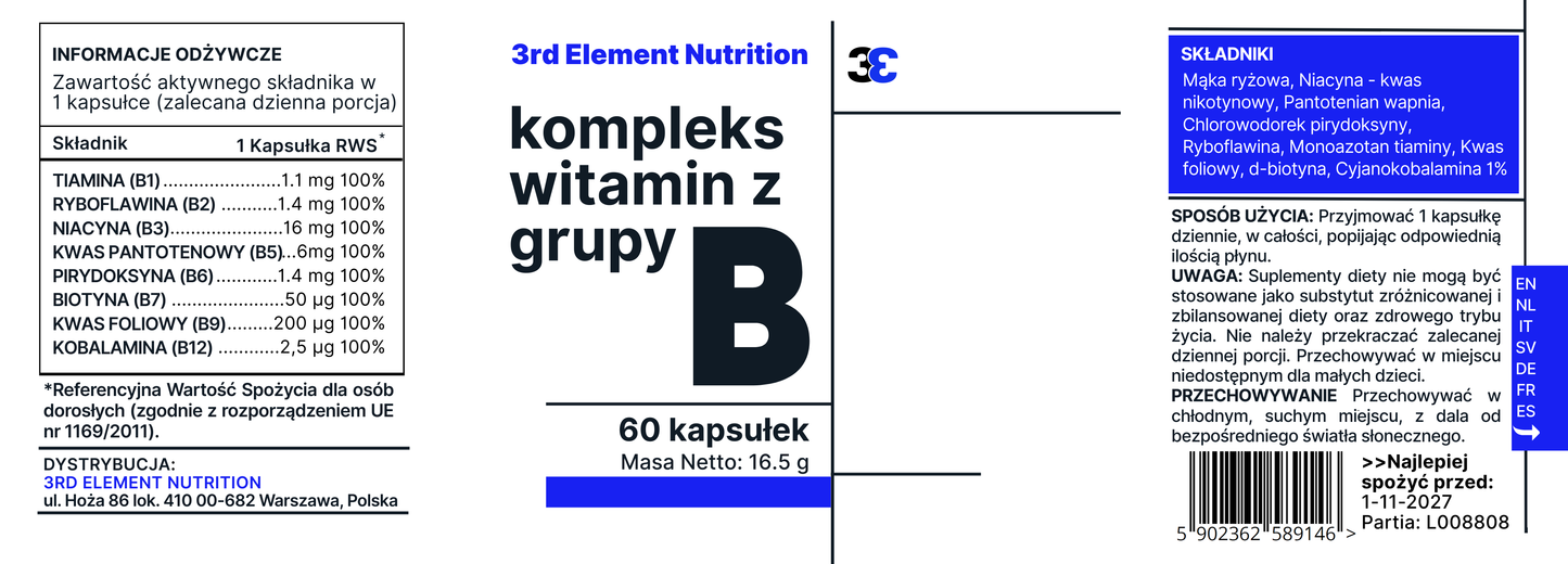 Witamina B Kompleks – 60 kapsułek